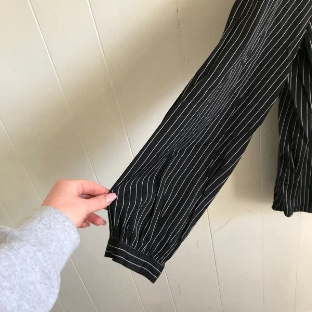 Ann Taylor Black and White Striped Button Top! - Picture 4 of 5